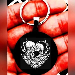 Skeleton Lover Kissing hot sexy couple Keychain art